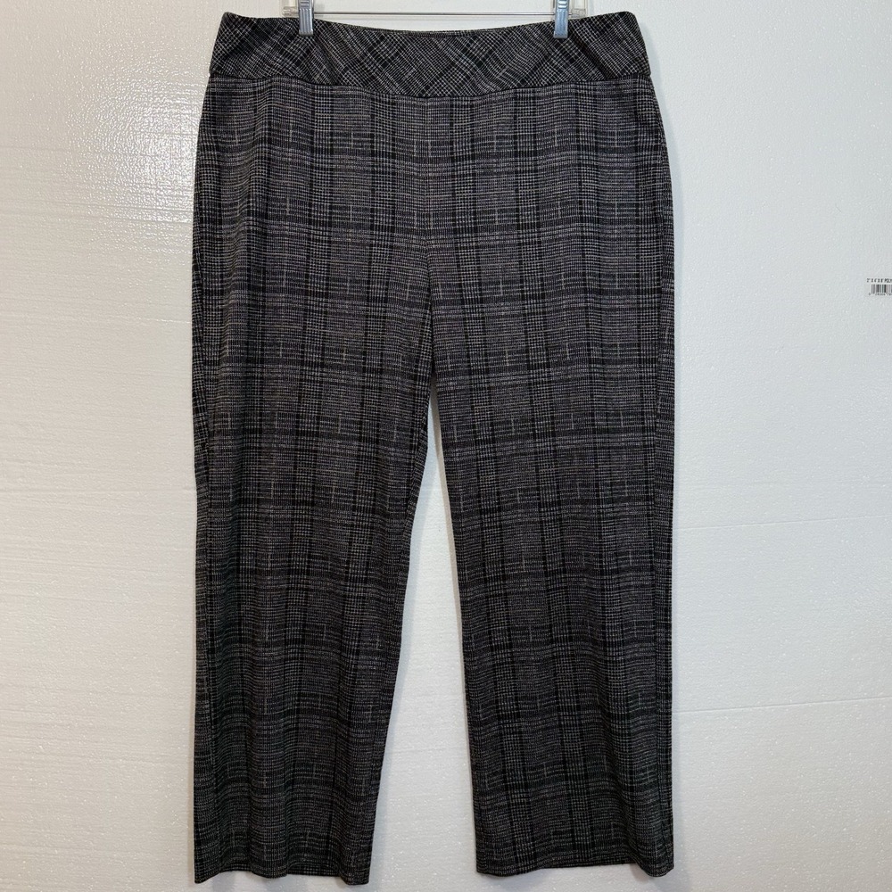 Joseph Ribkoff Plaid Pull-On Pants Women‎ Sz 20 Stretch Knit Trousers Career
